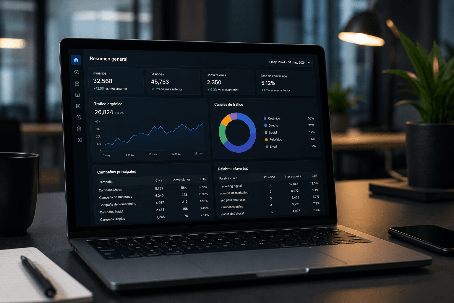 Estratégia digital, captação, SEO e planeamento de landing pages.